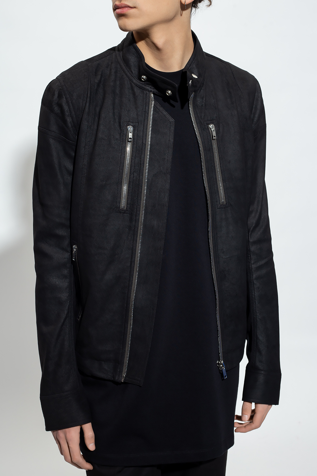 Rick Owens Leather jacket with a high neck | Men's Clothing | Vitkac